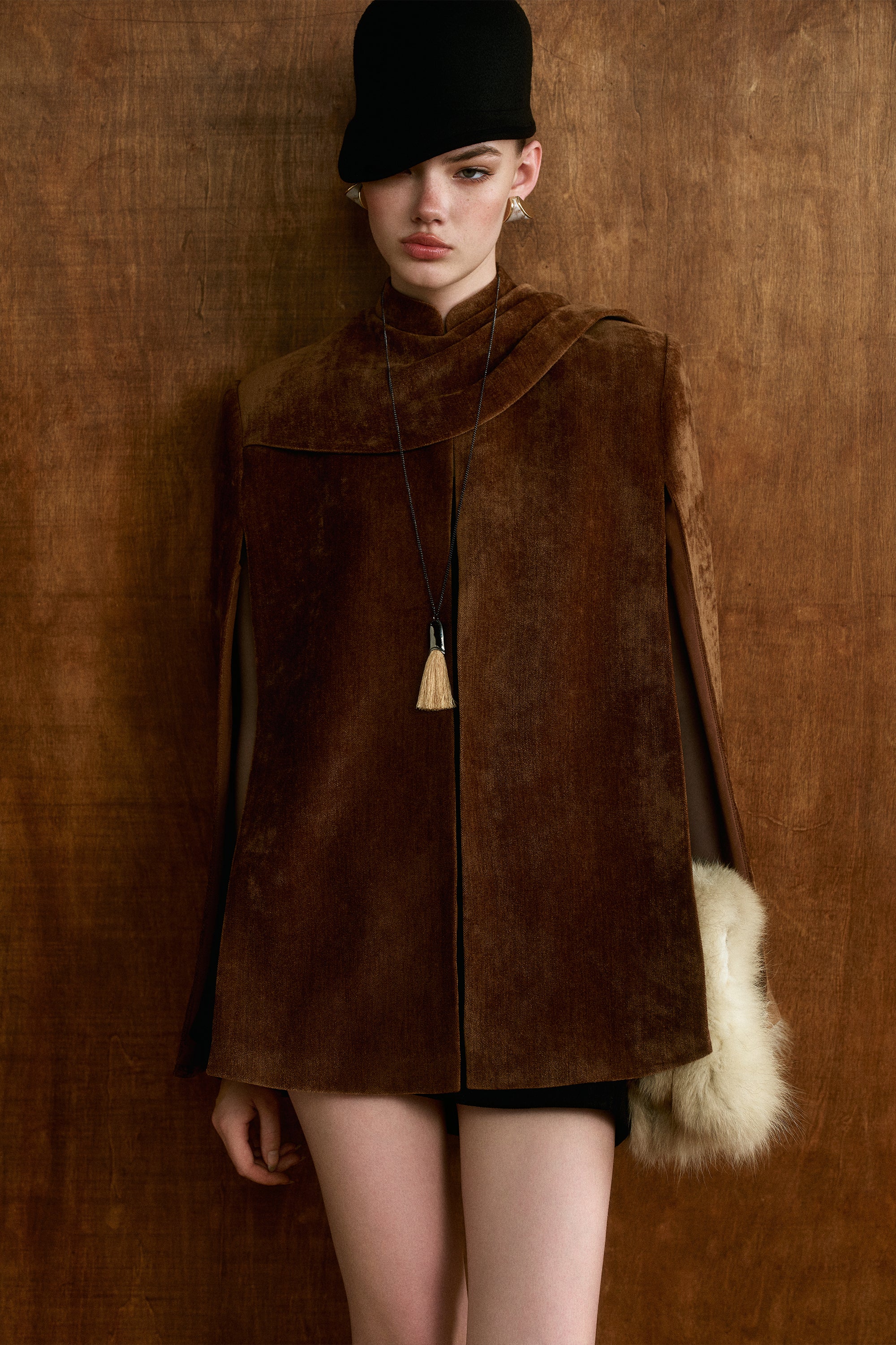 BRONTE Velvet Cape Coat - Image 3
