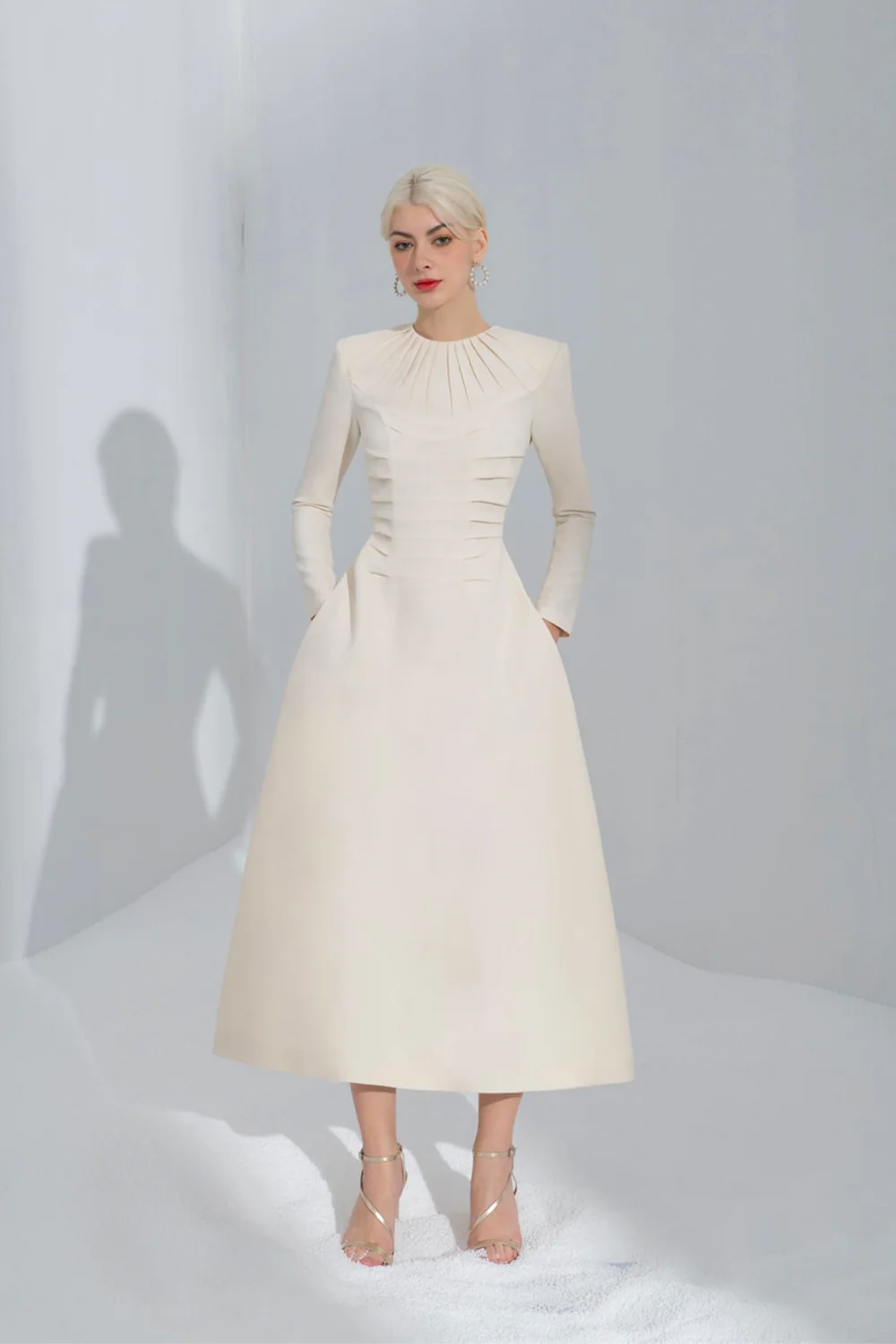 Elliott Pleated Neck Dress - Image 3