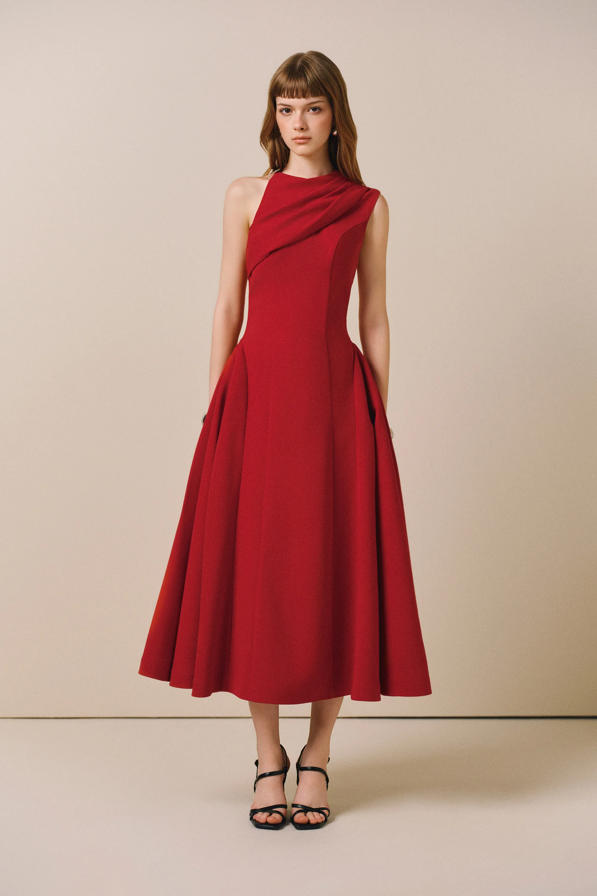 HARDIN Midi Dress with Cape - Image 3