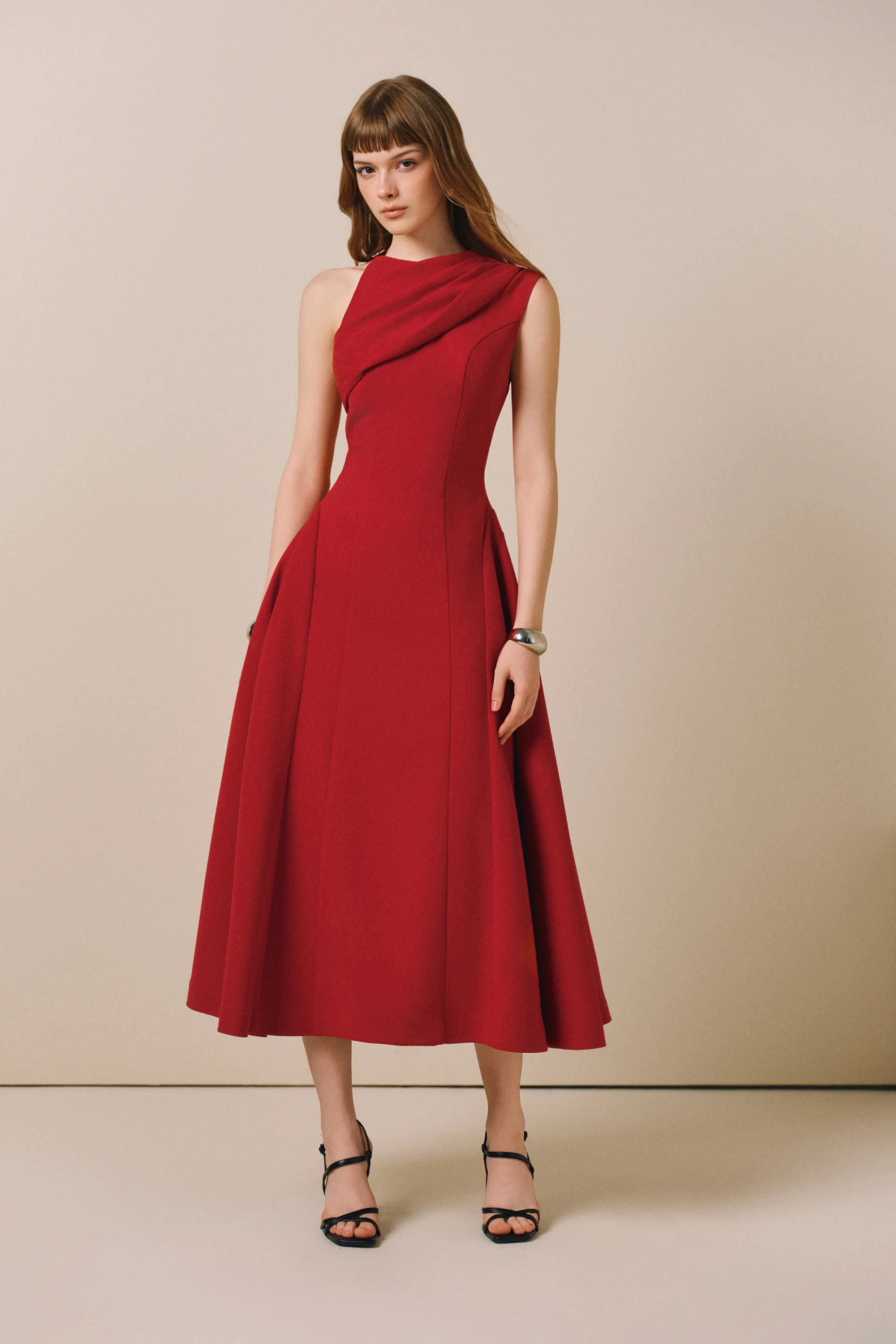 HARDIN Midi Dress with Cape - Image 5