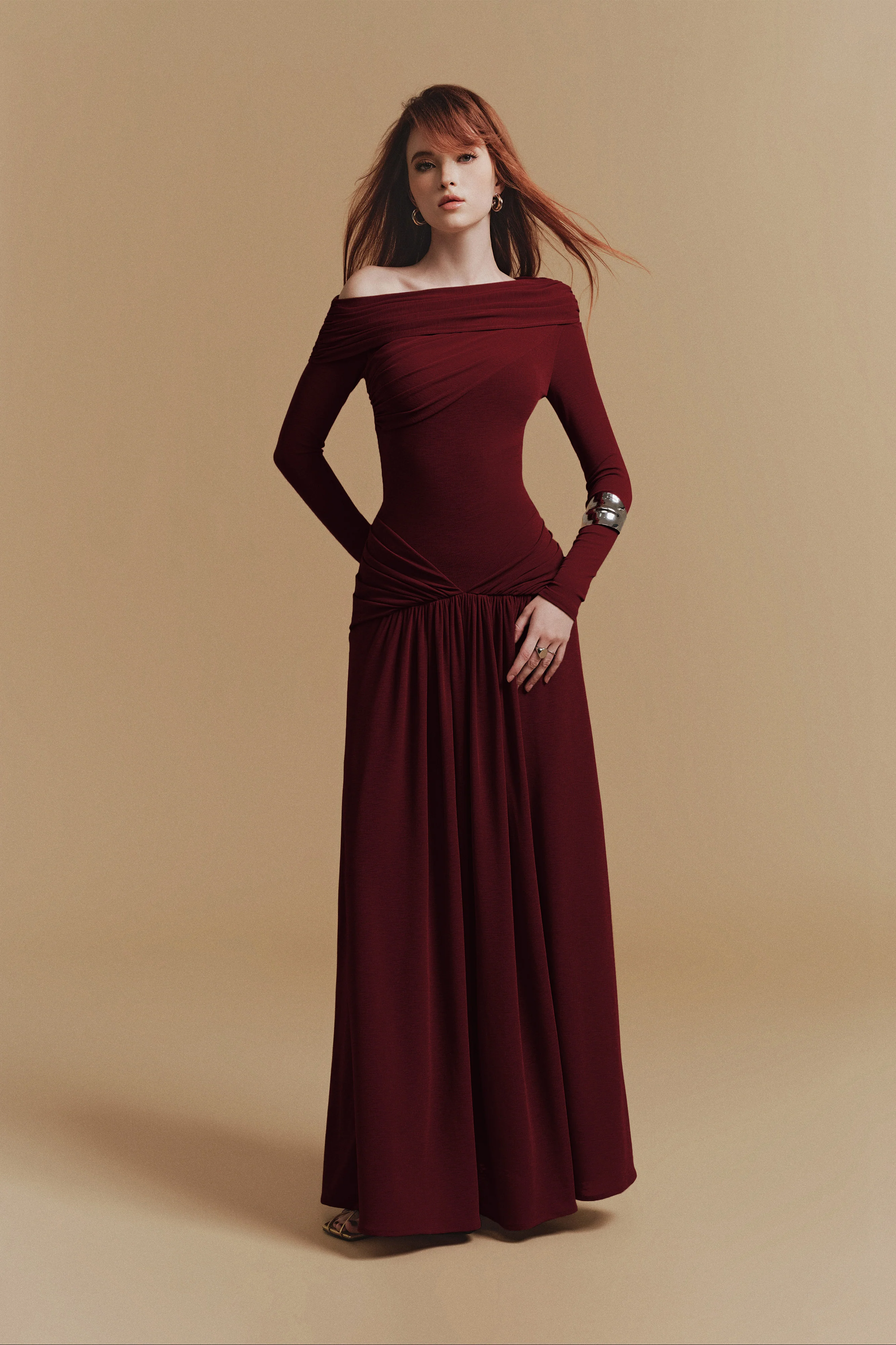 ROCHEL Asymmetric Long sleeve Maxi Dress - Image 6